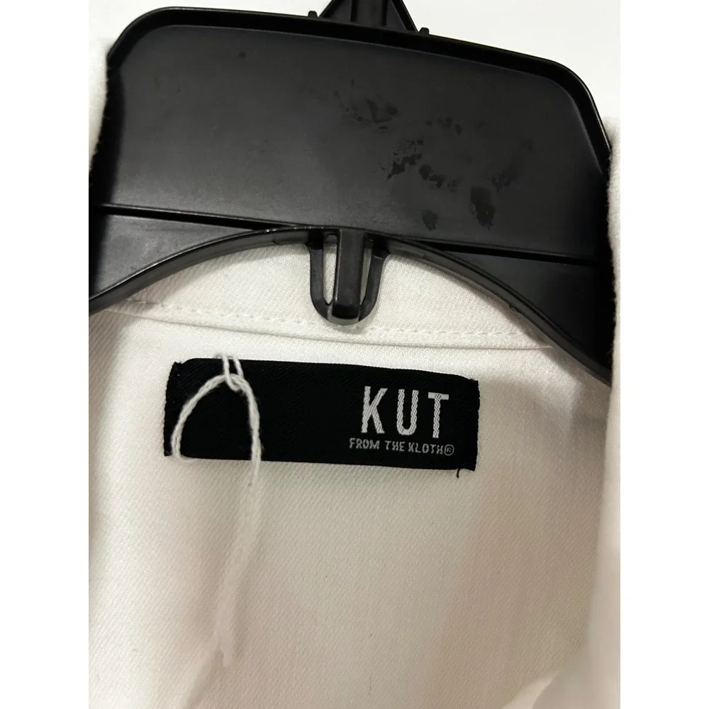 KUT from the Kloth Kara White Denim Jacket Raw Hem KJ0314MA2 Womens XS